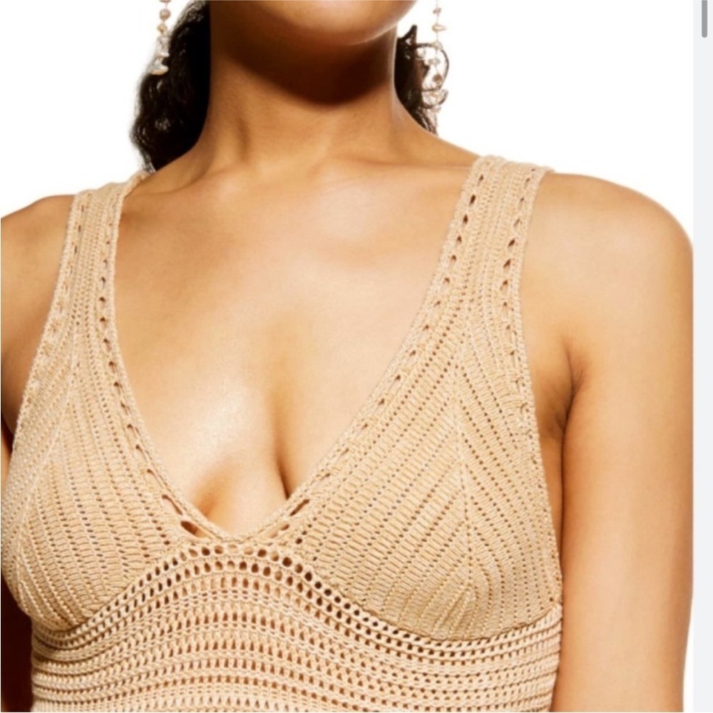 Torn by Ronny Kobo resort wear low back tan halter knit maxi dress m medium - Picture 6 of 12